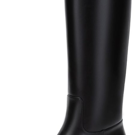 Women Knee High Riding Boots Round Toe Low Heel Tall Boots ll On Long Booties with Buckle