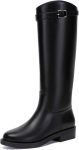 Women Knee High Riding Boots Round Toe Low Heel Tall Boots ll On Long Booties with Buckle