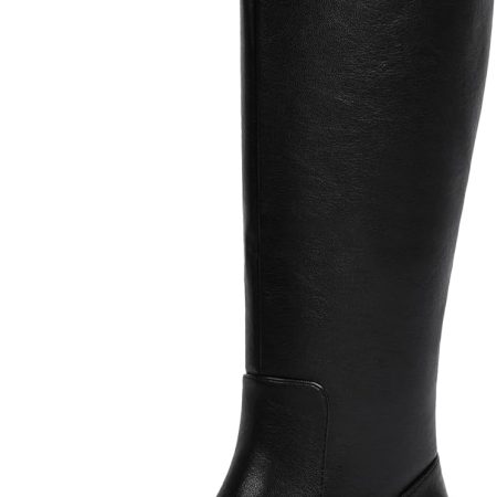 Knee High Boots Women Rounded Toe Flat Retro Bais Opening Low Chunky Heel Riding Boots