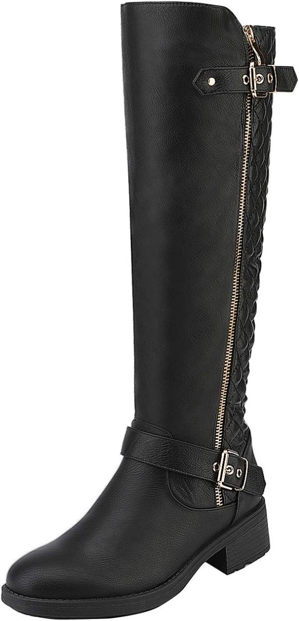 Women Knee High Boots Wide Calf Low Heel Riding Boots Fall Tall Boots for Women