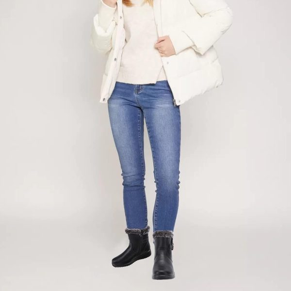 Women Snow Boots with Zipper Waterproof Leather Fur Lined Winter Warm Boots for Women Comfortable Platform Fashion Ankle Booties