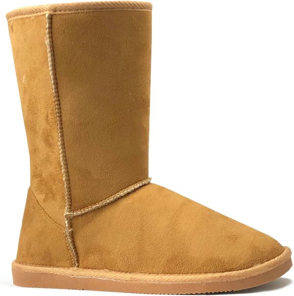 Women Suede Faux Fur Mid-Calf Classic Winter Boots Rubber Sole