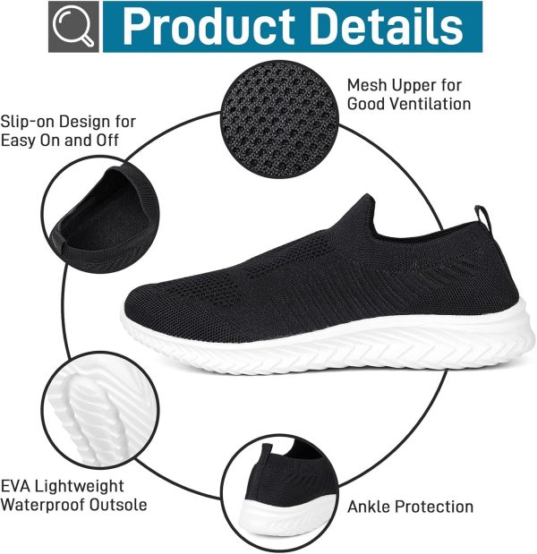 Mens Shoes Walking Shoes for Men Mens Slip On Shoes Sneakers for Men, Casual Athletic Running, Lightweight Breathable Mesh Knit