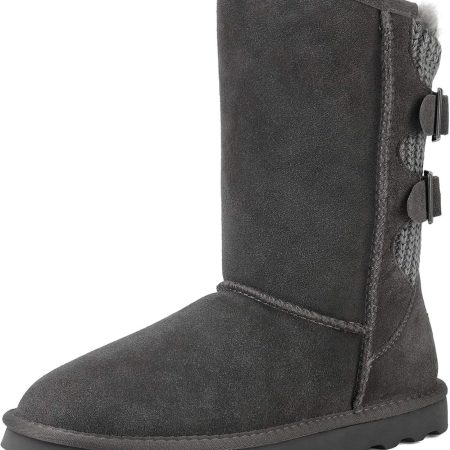 Women Mid Calf Winter Snow Boots Fashion FuzzyChic Buckle Booties