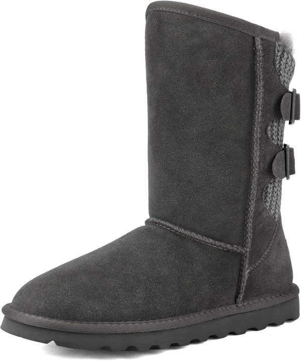 Women Mid Calf Winter Snow Boots Fashion FuzzyChic Buckle Booties