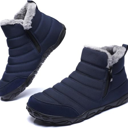Mens Women Winter Snow Boots Wide Toe Box Barefoot boot Fur Lined Minimalist Zero Drop Sole Walking Shoes
