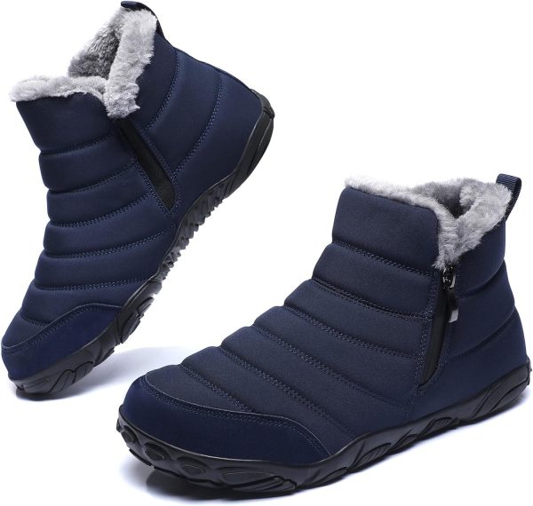 Mens Women Winter Snow Boots Wide Toe Box Barefoot boot Fur Lined Minimalist Zero Drop Sole Walking Shoes