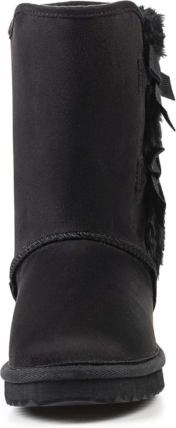 Women Suede Snow Boots Mid-Calf Winter Shoes with Side Bows