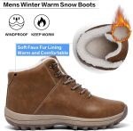 Mens Winter Warm Snow Boots Fur Lined Water Resistant Non-Slip Insulated Waterprof Winter Hiking Wrok Shoes