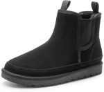 Men's Winter Snow Boots  Rugged Suede Leather Cold Weather Warm Chelsea Outdoor Boots