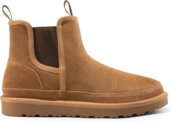 Men's Winter Snow Boots Rugged Suede Leather Cold Weather Warm Chelsea Outdoor Boots